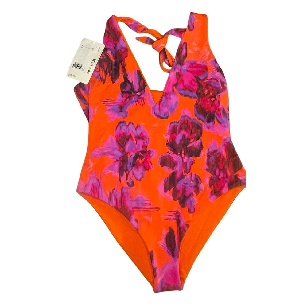H&M cos swim suit tropical orange print